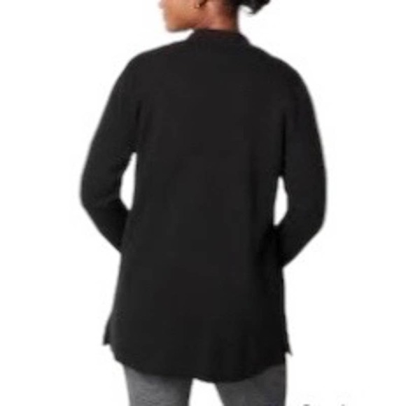 J.Jill Black Linen Blend Open Front Knit Cardigan Blend Pockets Sz XS #4093 - Picture 3 of 11